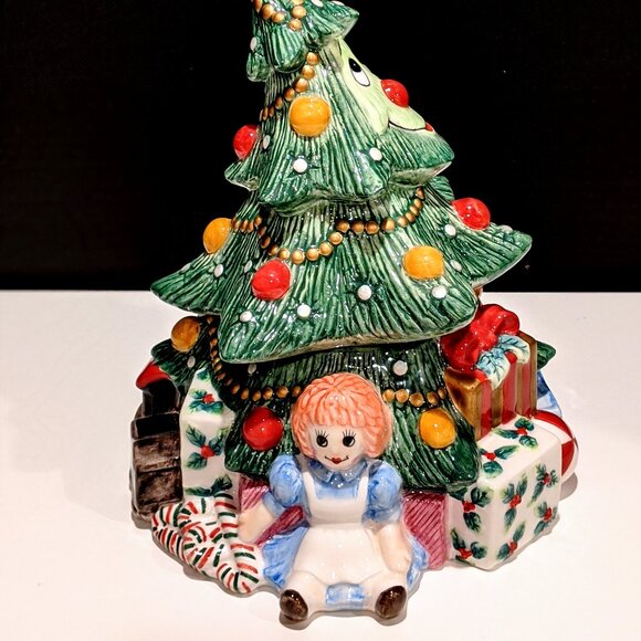 Fitz and Floyd Essentials “Wee Christmas Tree” Ceramic Cookie Jar - Picture 6 of 11